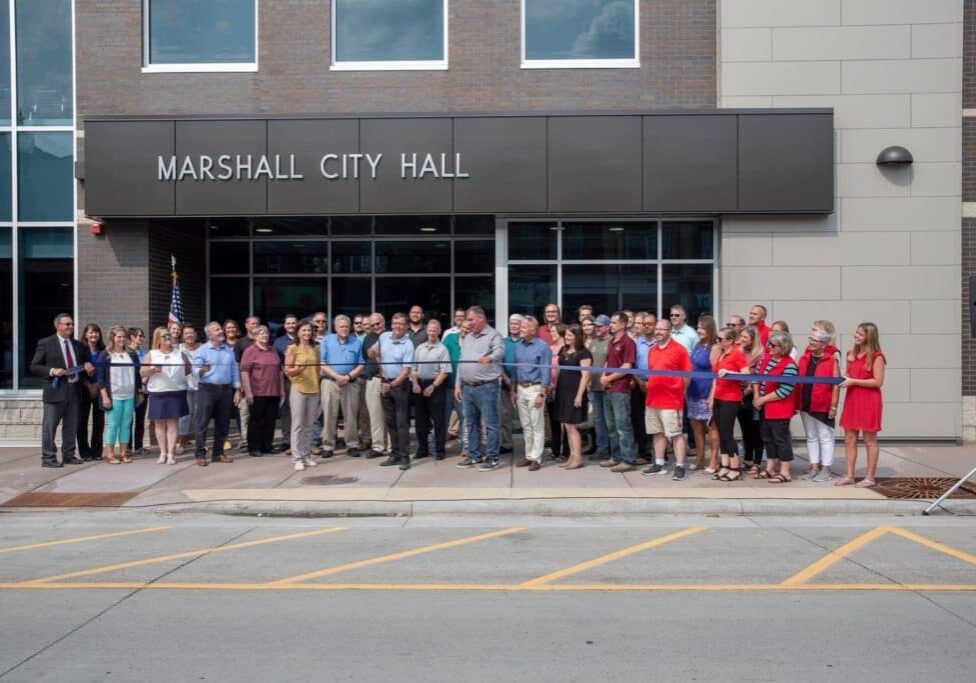 Engan Associate Architects & Interior Designers celebrates Marshall City Hall's grand opening ribbon cutting